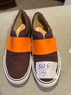 Women’s Casual Slip-On Canvas Sneakers with Orange Strap - Brown Puma